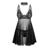 Donarella babydoll et String - Noire - NP