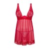 Lacelove babydoll et String - Rouge