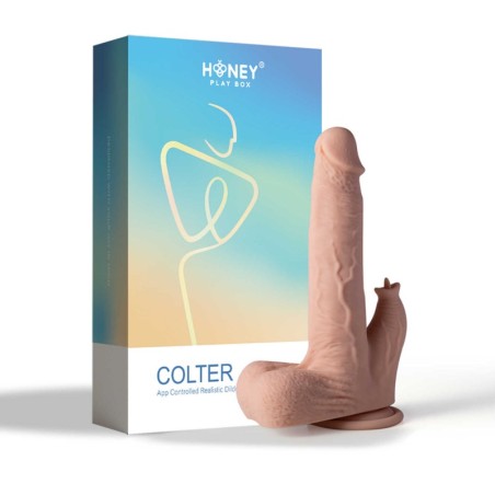 Colter gode réaliste vibrant, va et vient et lécheur avec appli 21 cms - Chair