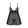 Blomentis babydoll et String - Noire